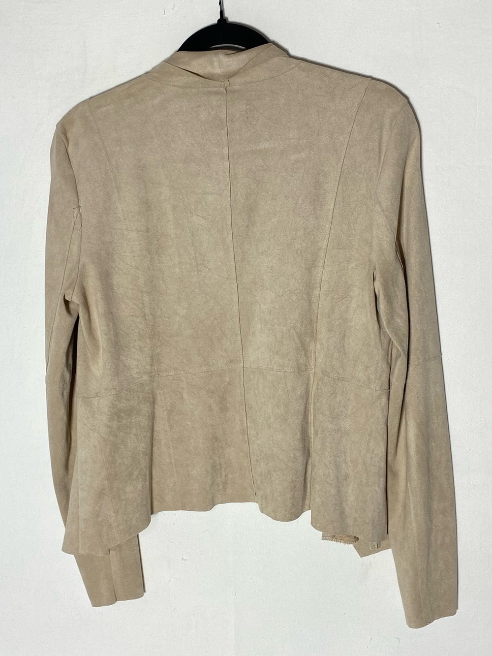 Bagatelle Tan Taupe Faux Suede Drape Front Open Jacket M Boho Y2K - Picture 2 of 15